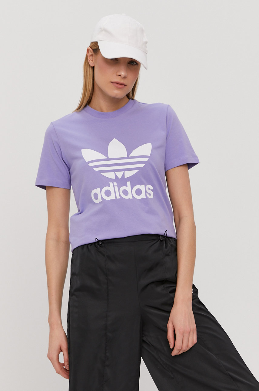adidas Originals T-shirt GN2905, damski kolor fioletowy | Answear.com