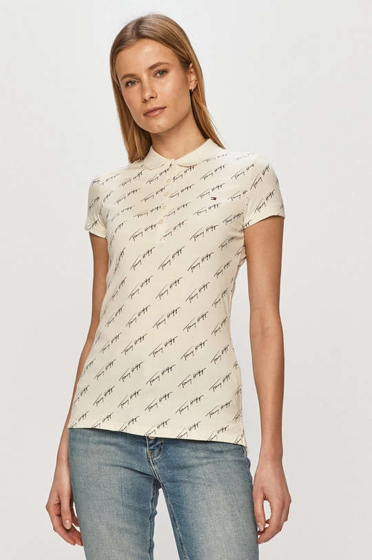 beżowy Tommy Hilfiger T-shirt Damski