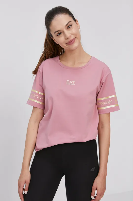 różowy EA7 Emporio Armani T-shirt 3KTT19.TJ29Z Damski