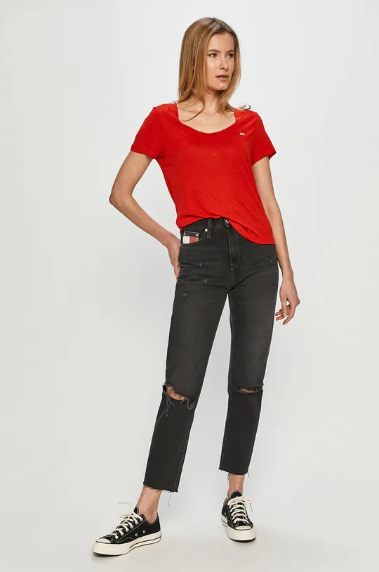 Tommy Jeans - T-shirt DW0DW09789.4891 czerwony
