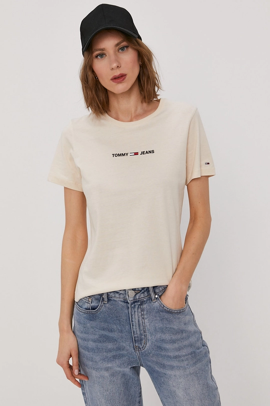 Tommy Jeans - T-shirt DW0DW09818.4891 beżowy