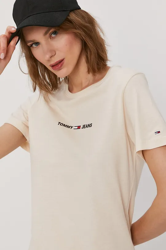 beżowy Tommy Jeans - T-shirt DW0DW09818.4891