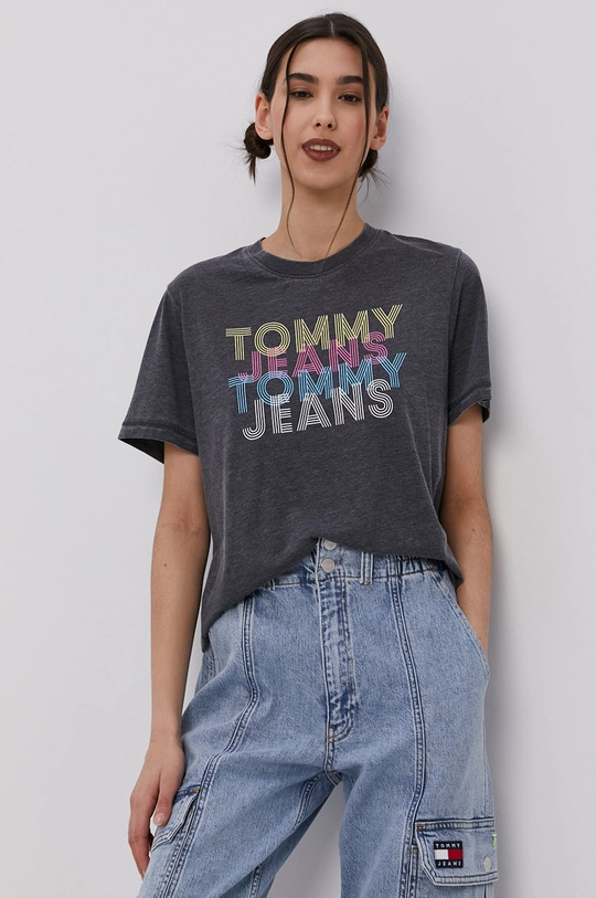 czarny Tommy Jeans T-shirt DW0DW10205.4891 Damski