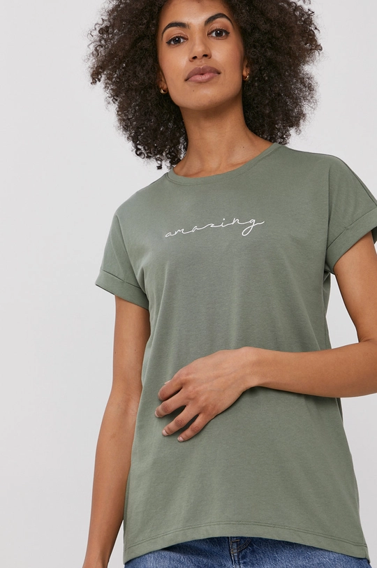 zielony Jacqueline de Yong T-shirt Damski