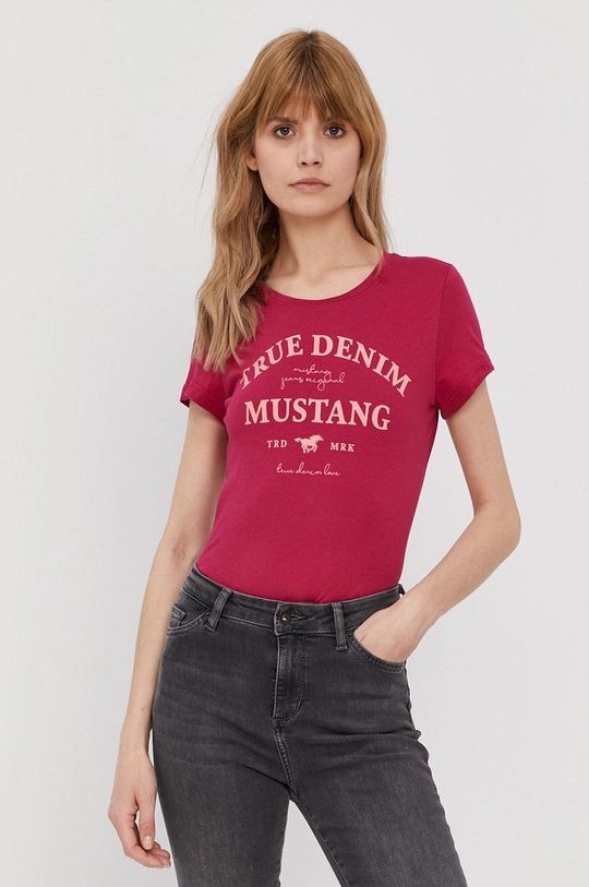 różowy Mustang T-shirt Damski