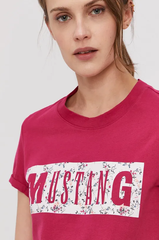 różowy Mustang T-shirt Damski