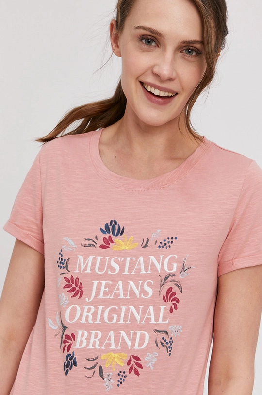 różowy Mustang T-shirt Damski