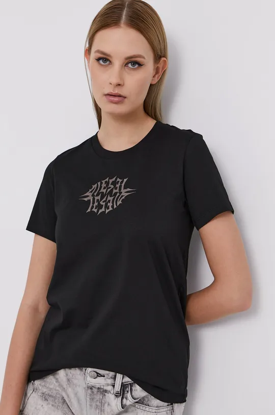 czarny Diesel T-shirt Damski