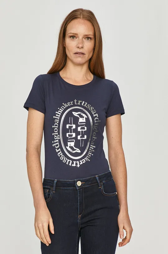 granatowy Trussardi Jeans - T-shirt Damski