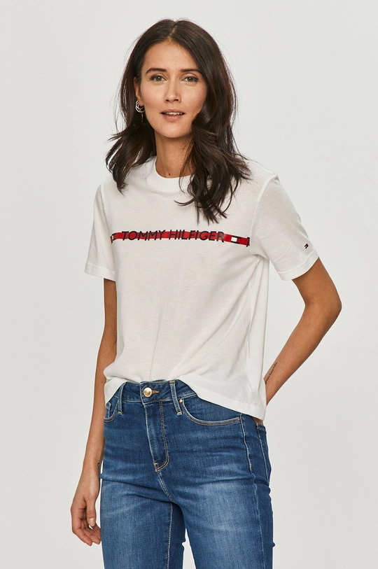 biały Tommy Hilfiger - T-shirt Damski