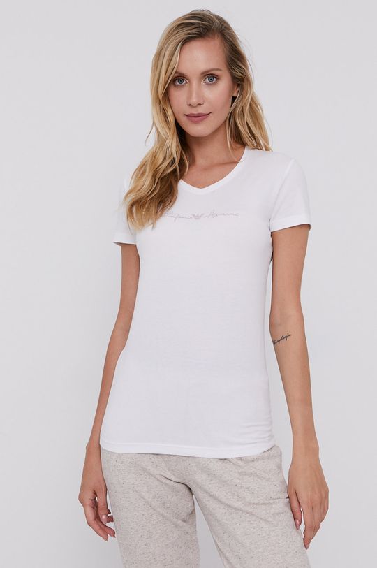 biały Emporio Armani T-shirt piżamowy Damski