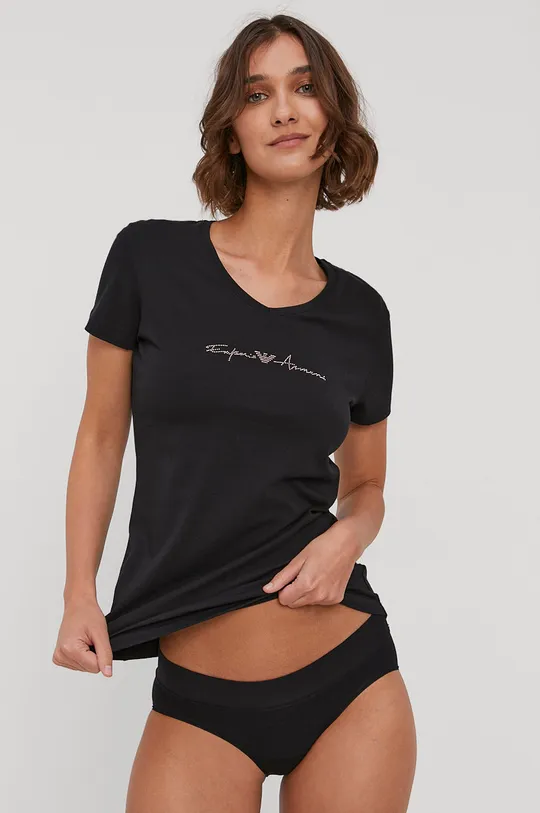 чорний Піжамна футболка Emporio Armani Жіночий