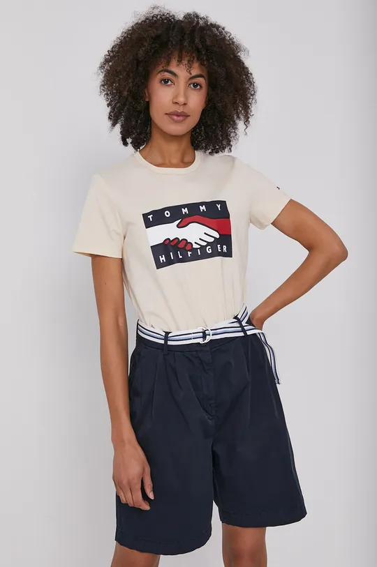 beżowy Tommy Hilfiger T-shirt