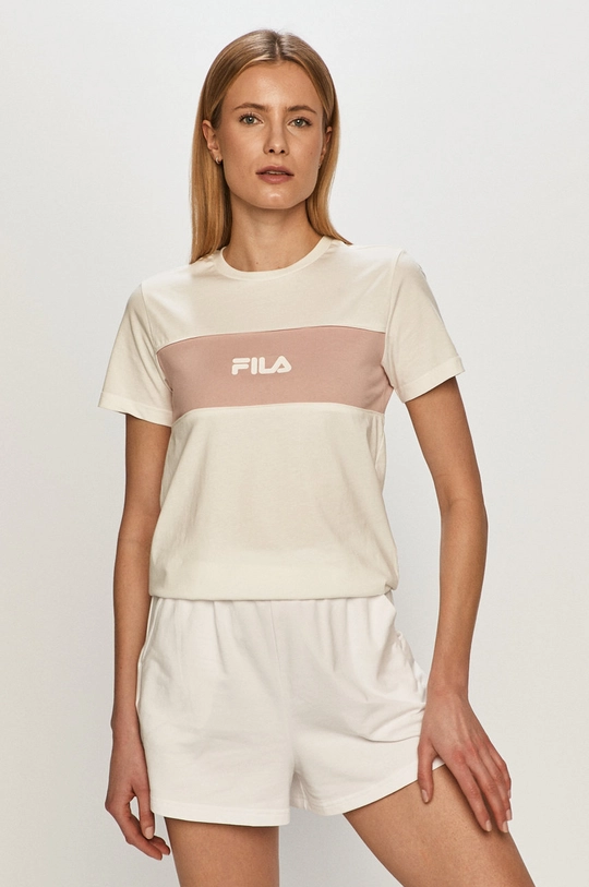 biały Fila T-shirt bawełniany Damski