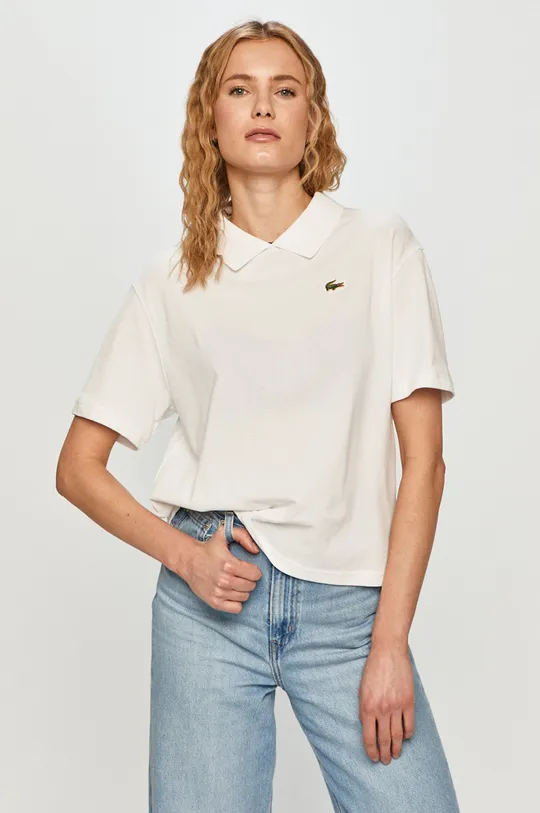 biały Lacoste - T-shirt PF0857 Damski