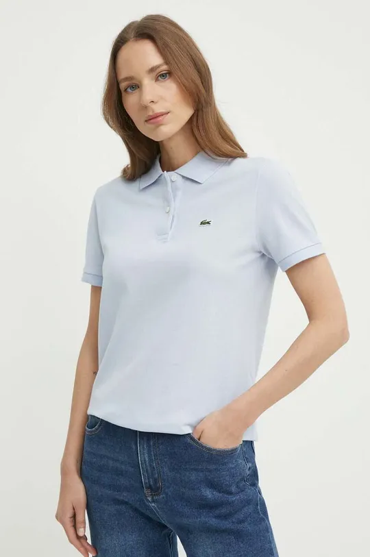 modra Bombažna kratka majica Lacoste Ženski