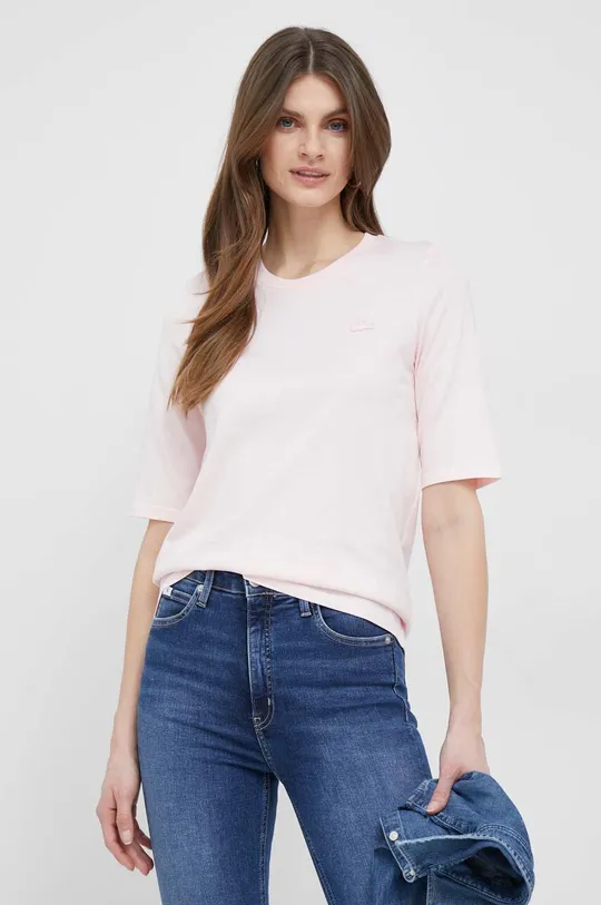 różowy Lacoste t-shirt bawełniany Damski