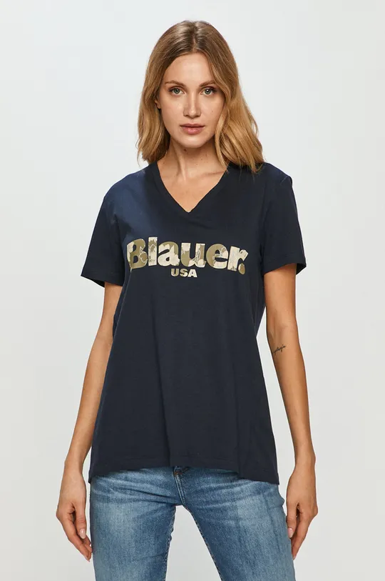 granatowy Blauer - T-shirt Damski