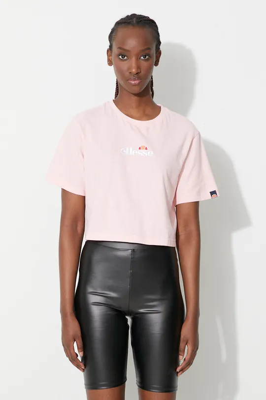 różowy Ellesse t-shirt bawełniany Damski