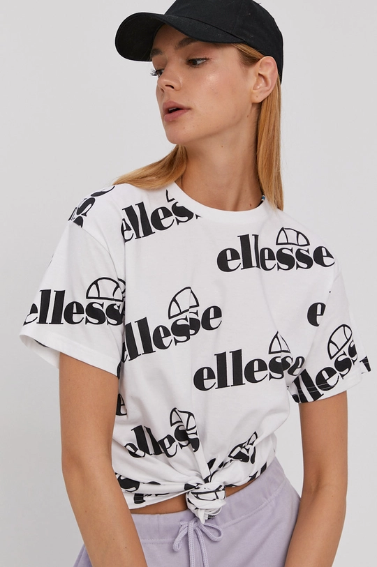 biały Ellesse T-shirt bawełniany Damski