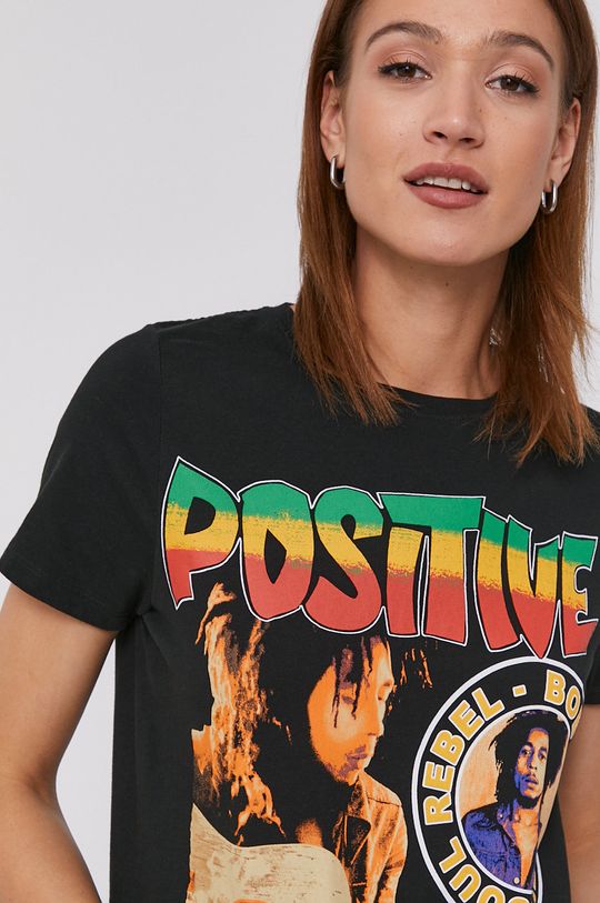 czarny Wrangler T-shirt x Bob Marley