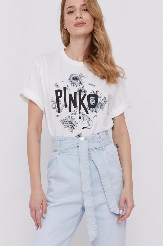 biały Pinko T-shirt Damski