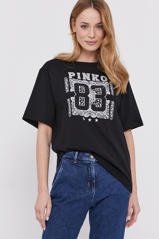 czarny Pinko T-shirt Damski