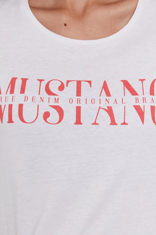 biały Mustang T-shirt bawełniany