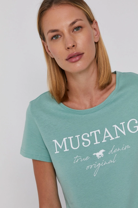 zielony Mustang T-shirt bawełniany