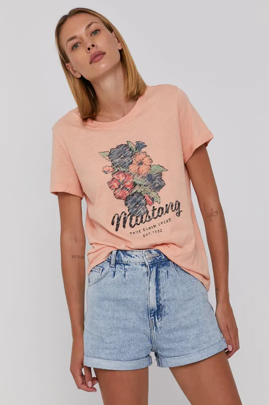 pomarańczowy Mustang T-shirt bawełniany Damski