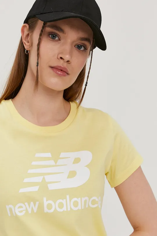 żółty New Balance T-shirt WT91546LHZ