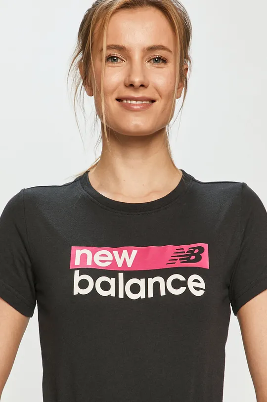 czarny New Balance T-shirt WT03806BM Damski