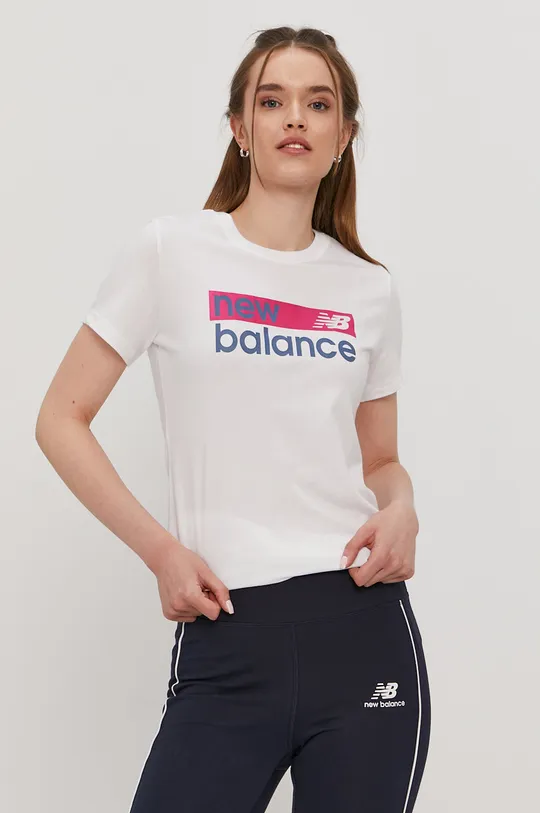biały New Balance T-shirt WT03806WM Damski