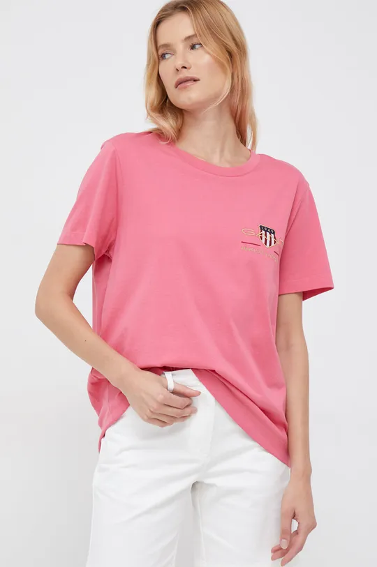 ροζ Μπλουζάκι Gant