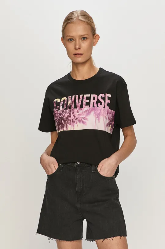 czarny Converse T-shirt Damski