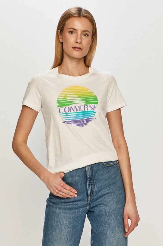 biały Converse T-shirt Damski