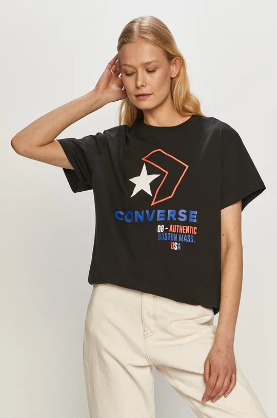 czarny Converse T-shirt Damski