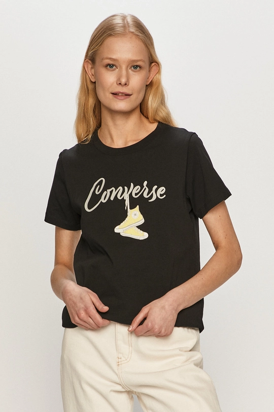 czarny Converse T-shirt Damski