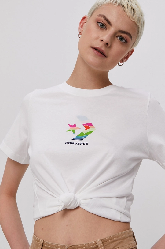 biały Converse T-shirt Damski