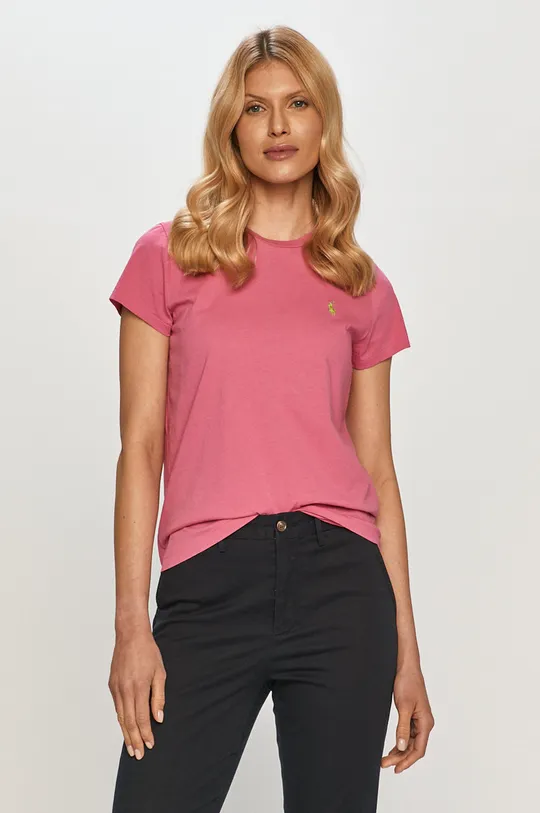 różowy Polo Ralph Lauren T-shirt 211734144045 Damski