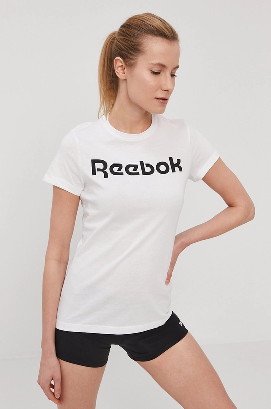 biały Reebok T-shirt FU0079 Damski