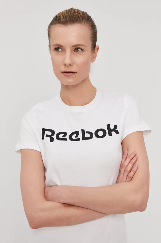 biały Reebok T-shirt FU0079