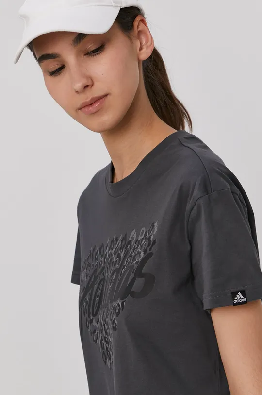 szary adidas T-shirt GL0851 Damski