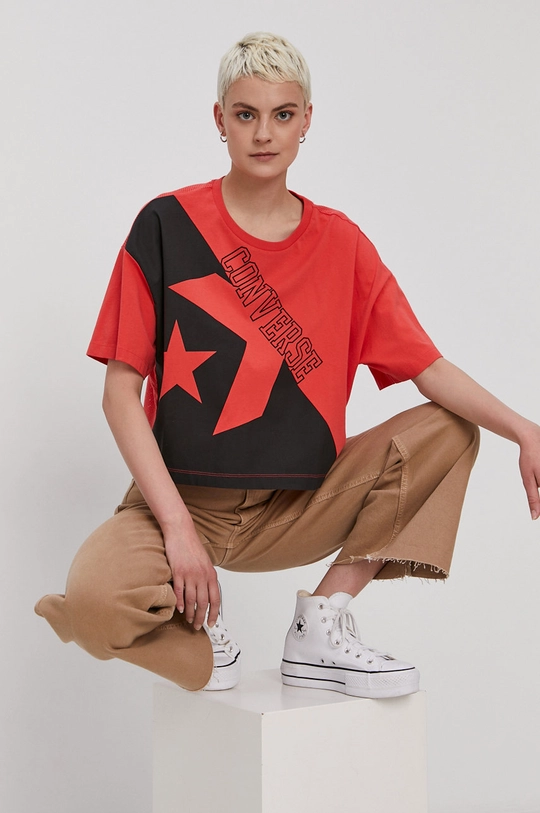 czerwony Converse T-shirt Damski