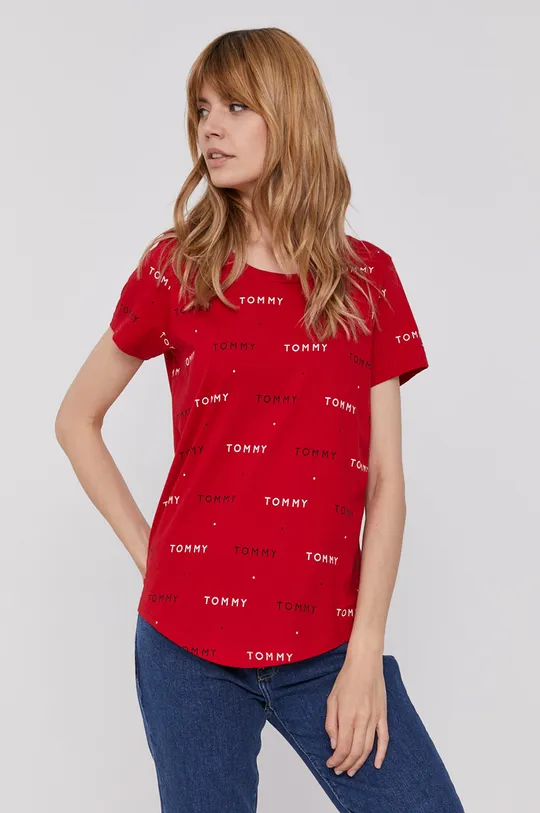 czerwony Tommy Hilfiger T-shirt Damski