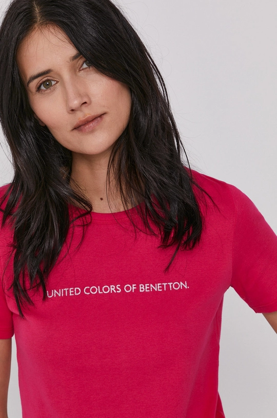 fialová Bavlnené tričko United Colors of Benetton