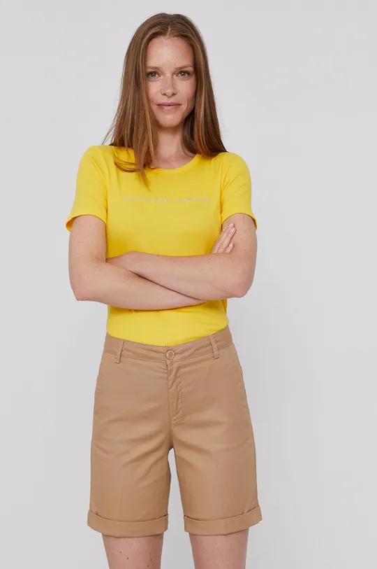 žltá Bavlnené tričko United Colors of Benetton Dámsky