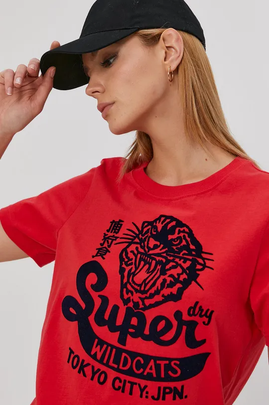czerwony Superdry T-shirt Damski