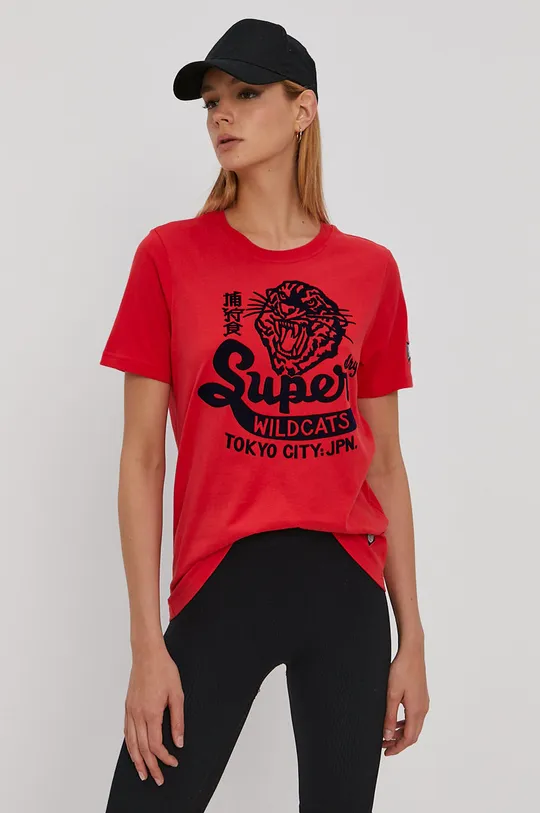 czerwony Superdry T-shirt