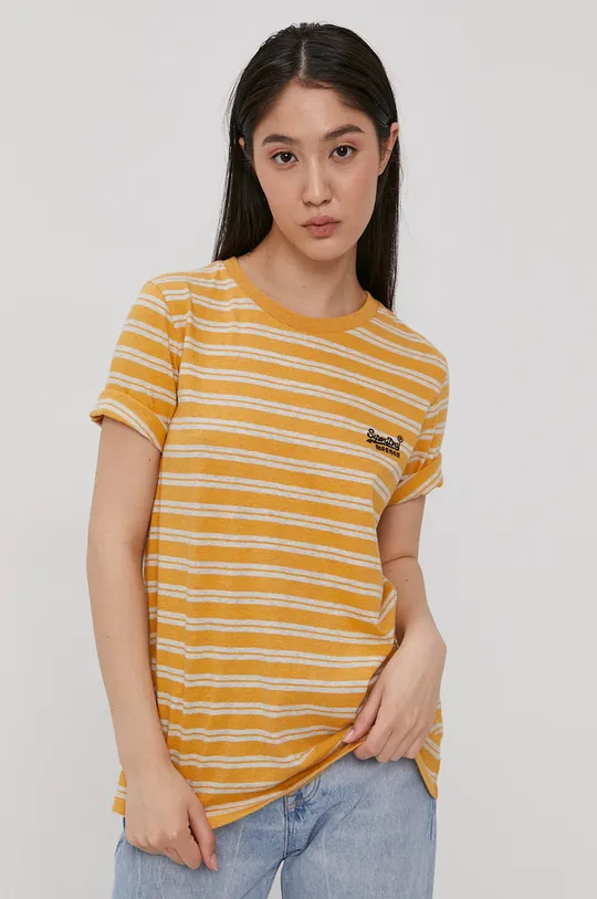 żółty Superdry T-shirt bawełniany Damski